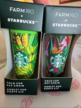 FARM RIO + Starbucks Cold Cup Key Chain - Set of 2 NWT